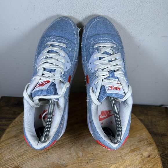 Nike Air Max 90 Shoes Mens Size 8 Blue Denim Red Swoosh DV2120-900 Sneakers OG main image 5